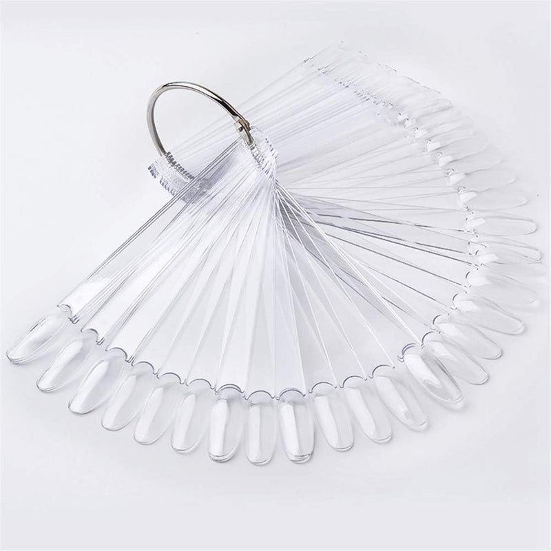 woobles False Nail Swatch Sticks,50Pcs Fan Shaped Round Head Nail Polish Palettes Color Display Card Nail Practice Tools,Transparent Nail Art Polish Display Tips for Nail Art Polish Display(#1) - Image 4